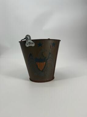 Vintage Ohio Art Tin Litho Sand Pail With Wire Bail Handle READ